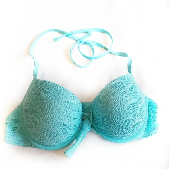 aerie Other - Aerie PushUp Brooke Aqua Shell Bikini Top 34D